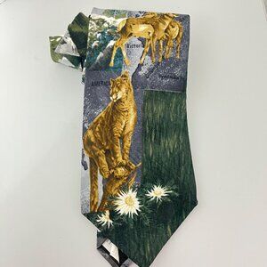 Mens Endangered Species Tie‎ With Wildlife Print 100% Silk